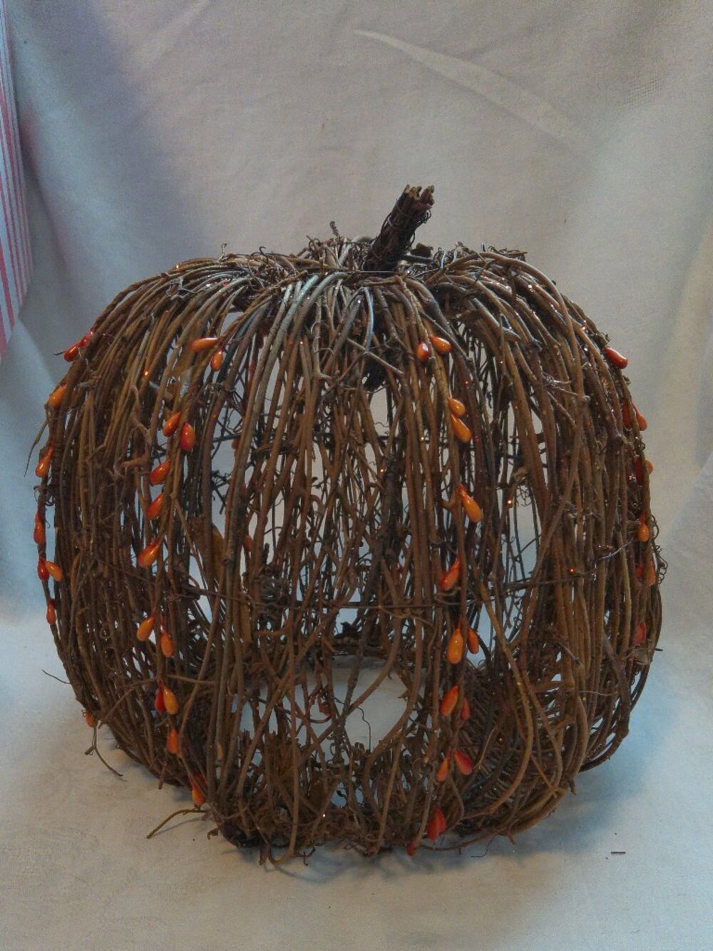 Pink Zabra Twig Pumpkin Shade Natural Woven Brown